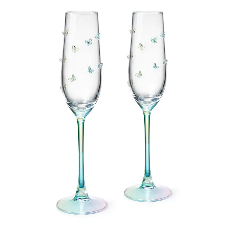 Luster Butterfly Champagne Flutes