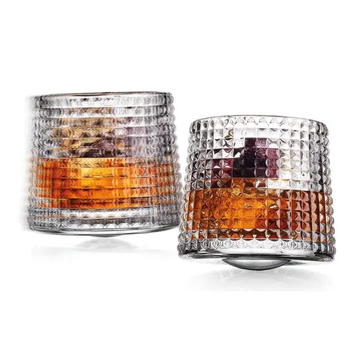 Set of Two Revolve Spinning Whiskey Glass